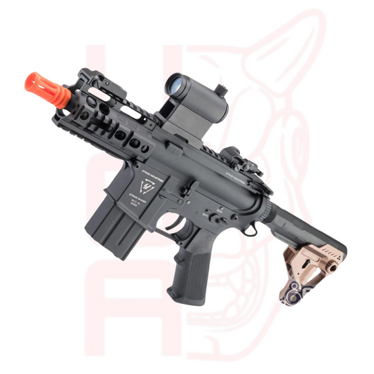 6mmProShop Strike Industries Licensed "Raider" M4 Airsoft AEG Rifle w/ CNC Strike Pit Stock (Color: Black / Dark Earth Stock)